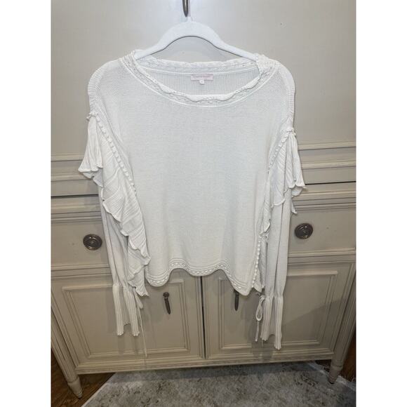 Rebecca Taylor Cream‎ Sample Sweater With Ruffles Victorian Tie Sleeve Medium - Picture 8 of 8